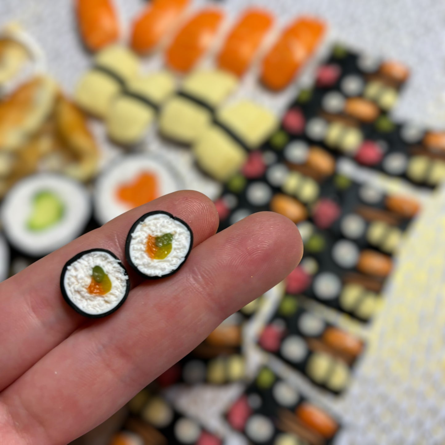 Sushi oorbellen - Handgemaakt - Klei