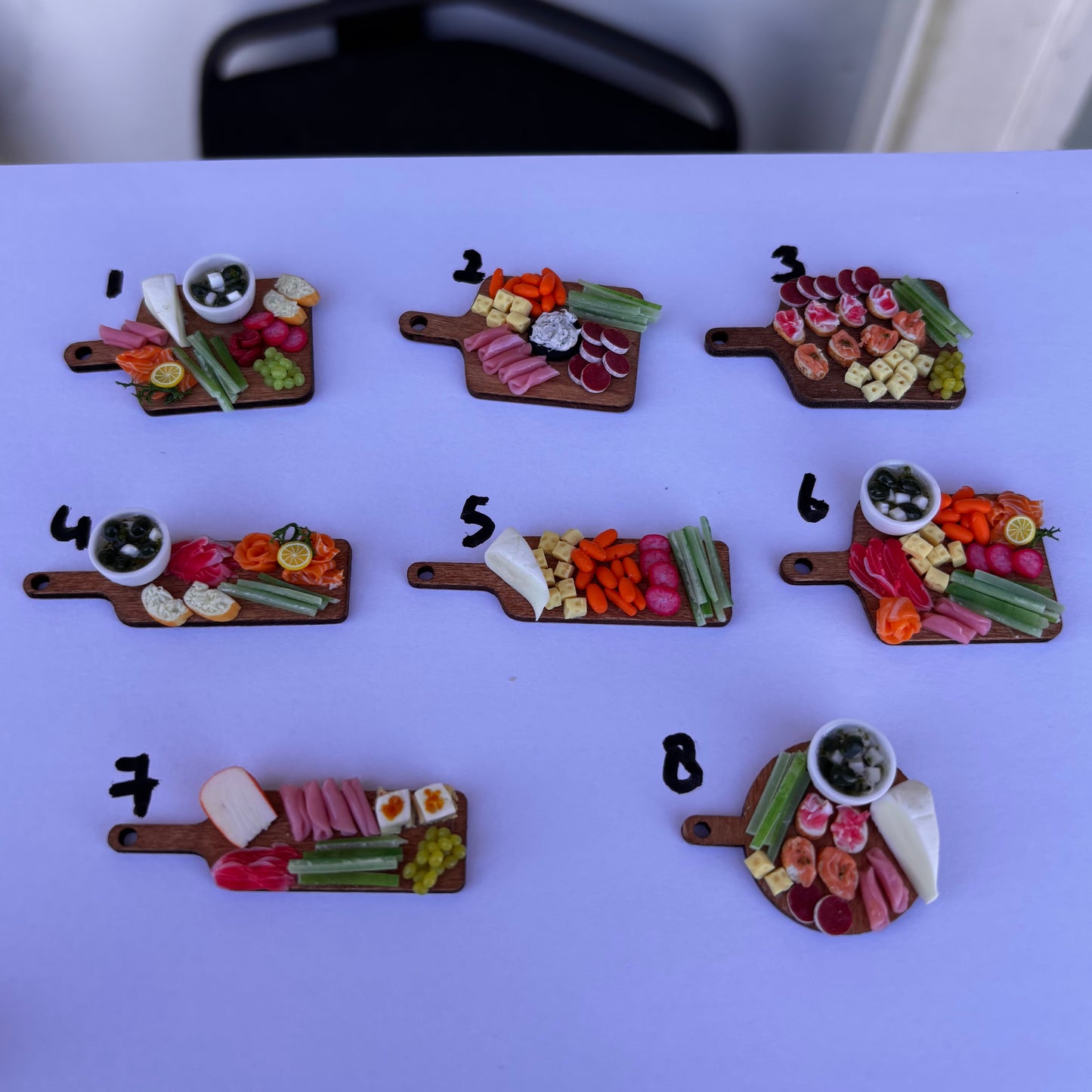 1:12 Snack borden - Kaas - Komkommer - Tomaat - Worteltjes - Olijven