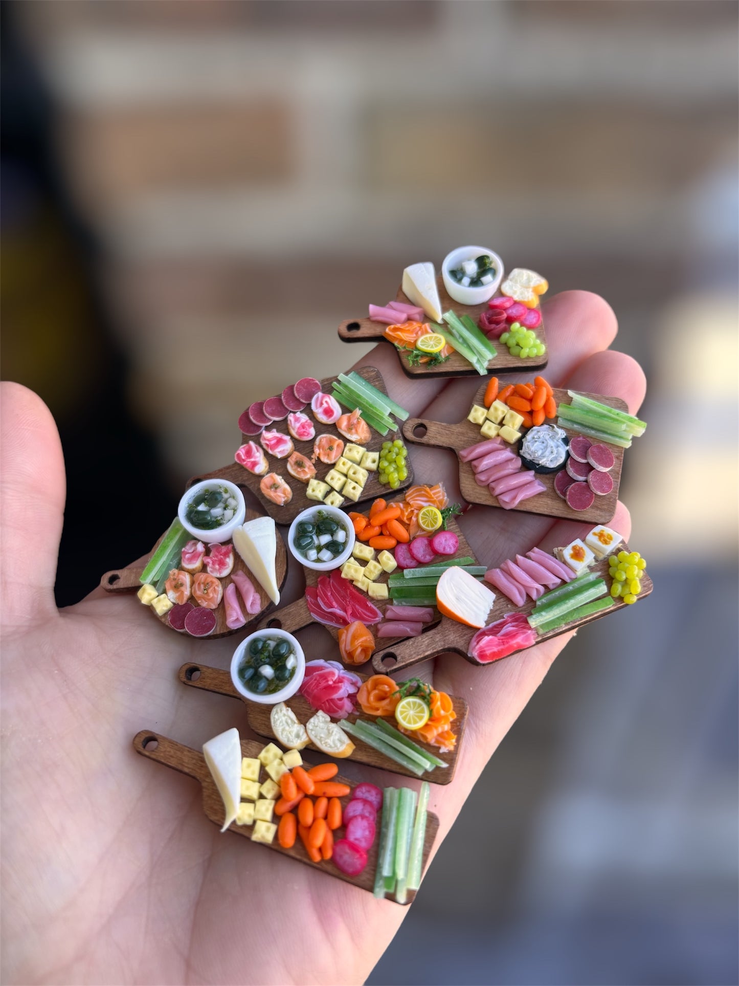 1:12 Snack borden - Kaas - Komkommer - Tomaat - Worteltjes - Olijven