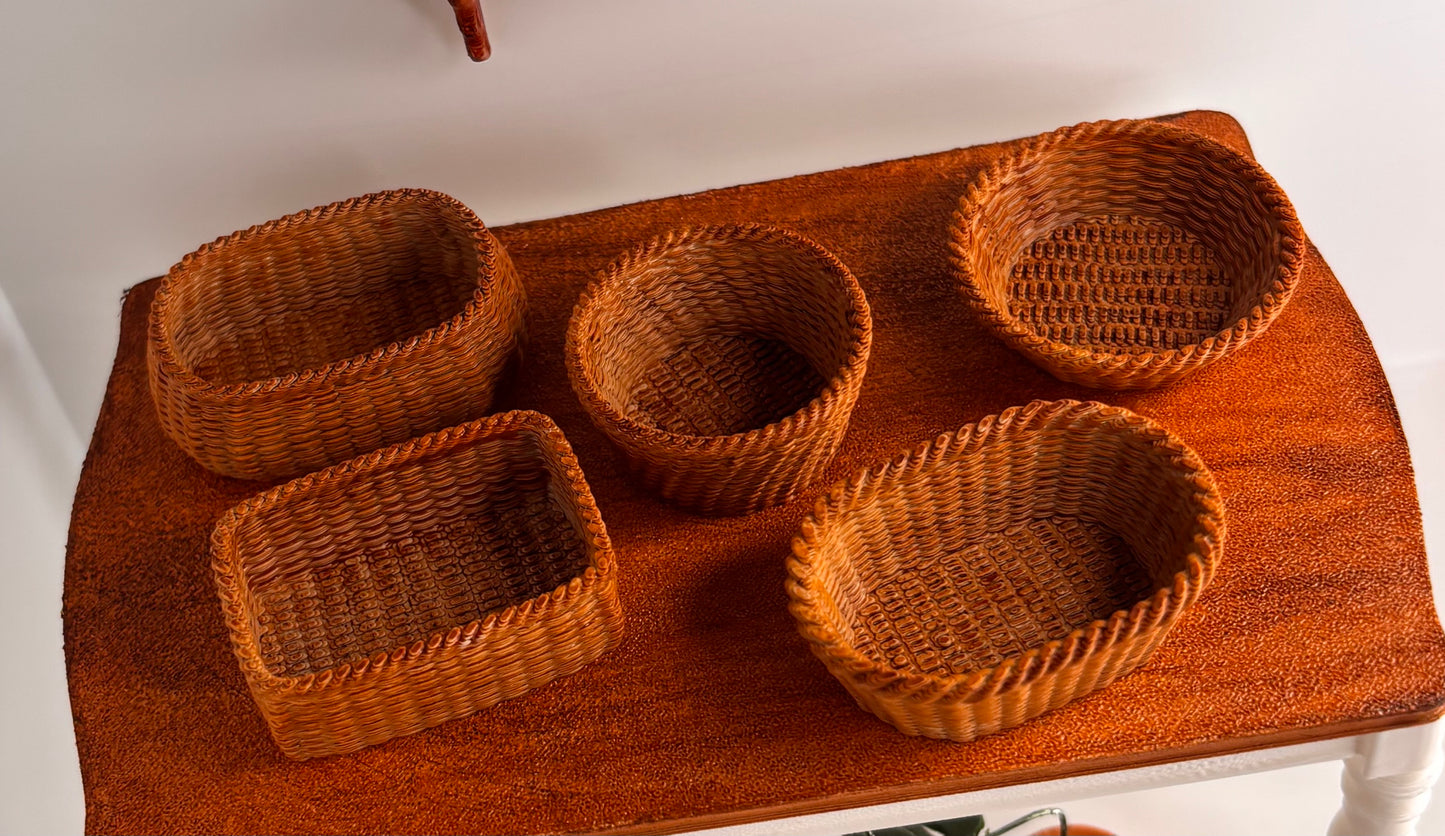 1:12 Rieten geweven gevlochten mandjes - Handgemaakt - Poppenhuis