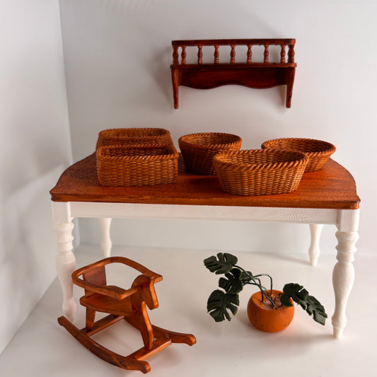 1:12 Rieten geweven gevlochten mandjes - Handgemaakt - Poppenhuis