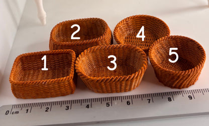 1:12 Rieten geweven gevlochten mandjes - Handgemaakt - Poppenhuis