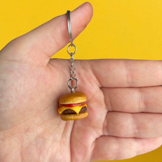 Sleutelhanger - cheeseburger - Handgemaakt - Klei